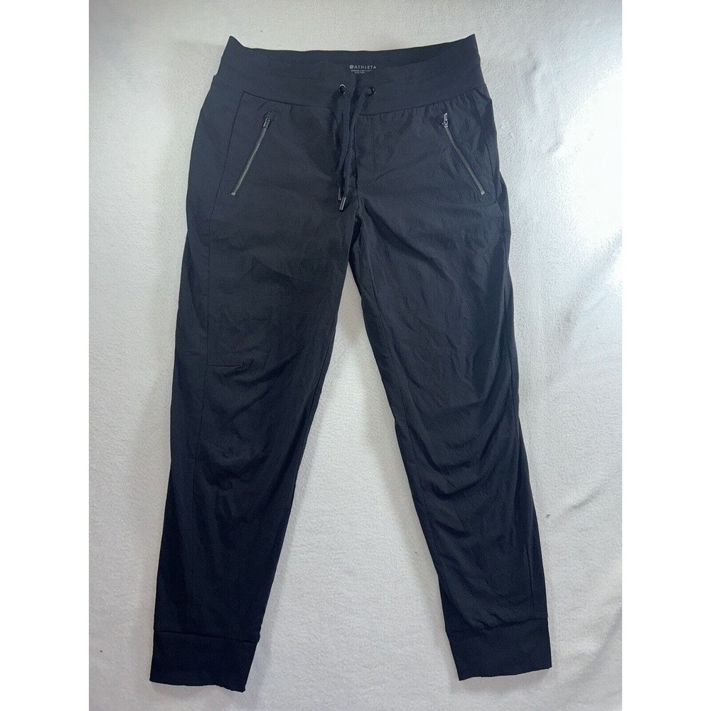 Athleta Metro Street Jogger Size Large Zippers Drawstring Black Pants